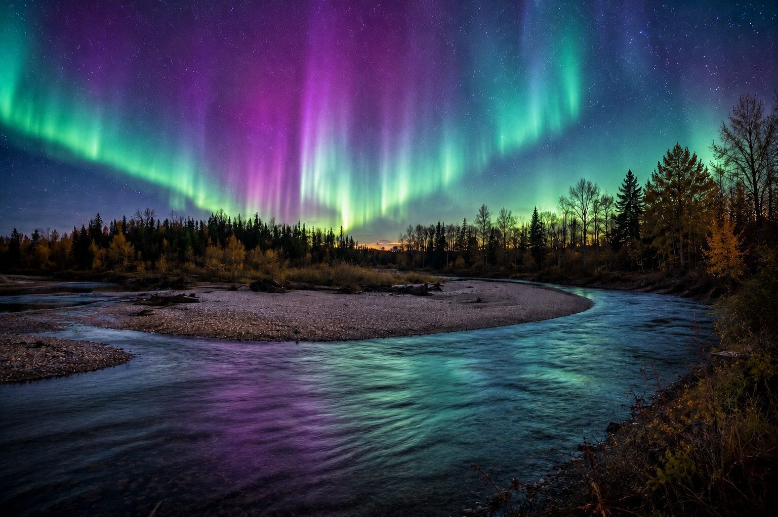 Northern lights over the Freeman River