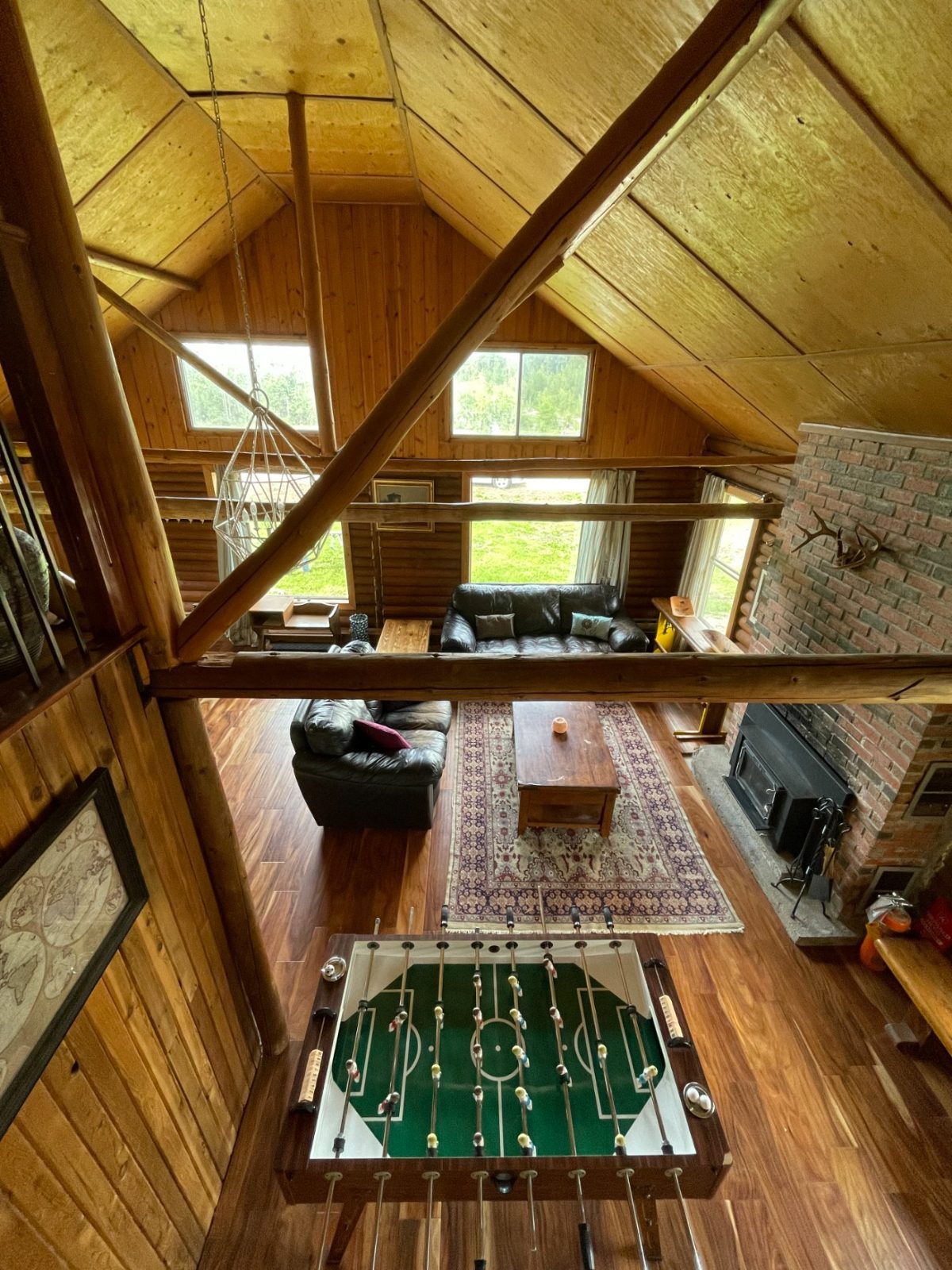 Looking down from the loft over the great room below